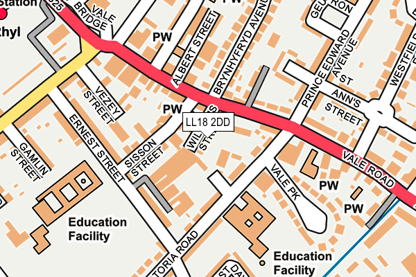 LL18 2DD map - OS OpenMap – Local (Ordnance Survey)