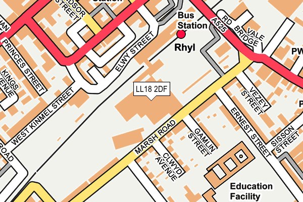 LL18 2DF map - OS OpenMap – Local (Ordnance Survey)