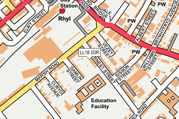 LL18 2DR map - OS OpenMap – Local (Ordnance Survey)