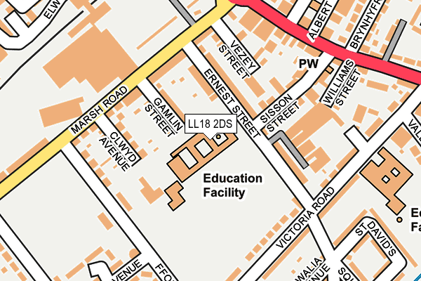 LL18 2DS map - OS OpenMap – Local (Ordnance Survey)