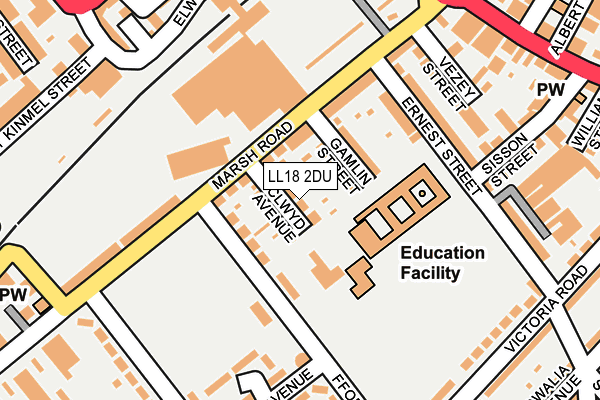 LL18 2DU map - OS OpenMap – Local (Ordnance Survey)