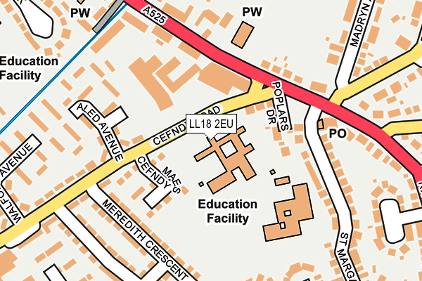 LL18 2EU map - OS OpenMap – Local (Ordnance Survey)