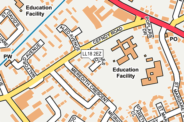 LL18 2EZ map - OS OpenMap – Local (Ordnance Survey)