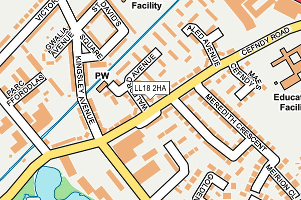 LL18 2HA map - OS OpenMap – Local (Ordnance Survey)