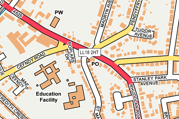 LL18 2HT map - OS OpenMap – Local (Ordnance Survey)