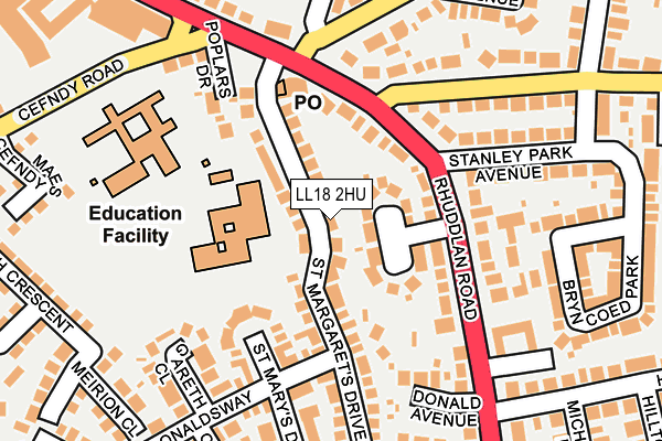 LL18 2HU map - OS OpenMap – Local (Ordnance Survey)