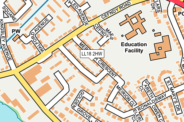 LL18 2HW map - OS OpenMap – Local (Ordnance Survey)