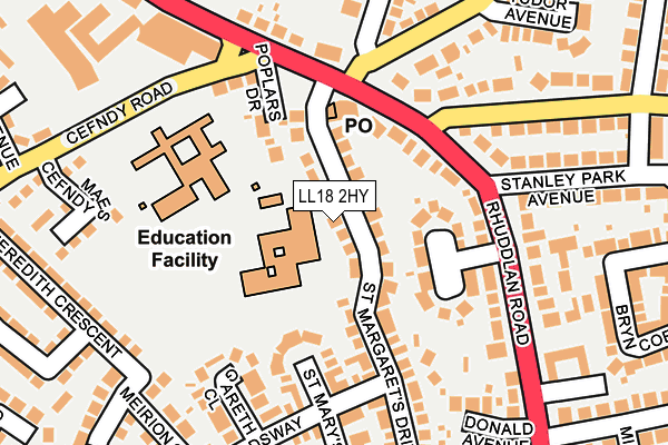 LL18 2HY map - OS OpenMap – Local (Ordnance Survey)