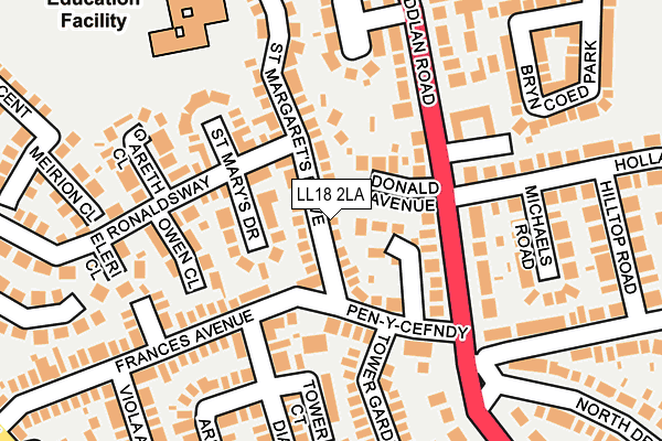 LL18 2LA map - OS OpenMap – Local (Ordnance Survey)