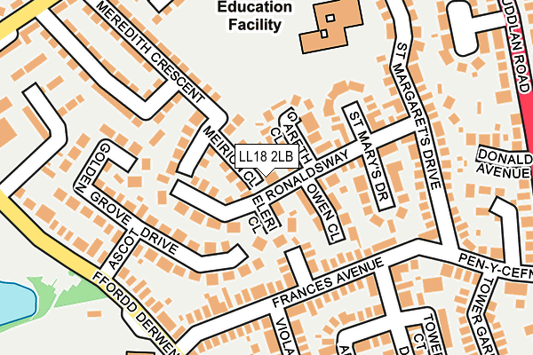 LL18 2LB map - OS OpenMap – Local (Ordnance Survey)