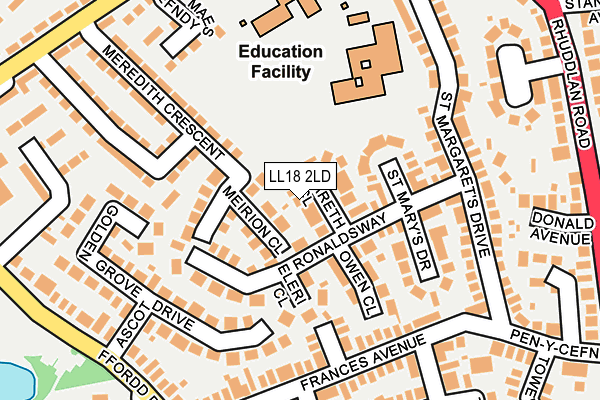LL18 2LD map - OS OpenMap – Local (Ordnance Survey)