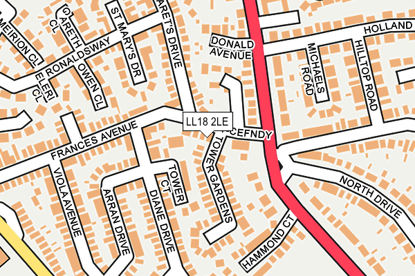 LL18 2LE map - OS OpenMap – Local (Ordnance Survey)