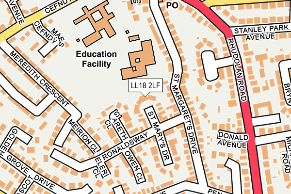 LL18 2LF map - OS OpenMap – Local (Ordnance Survey)