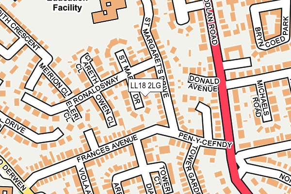 LL18 2LG map - OS OpenMap – Local (Ordnance Survey)