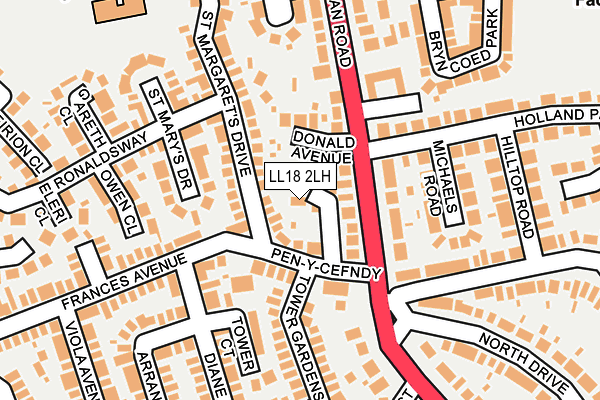 LL18 2LH map - OS OpenMap – Local (Ordnance Survey)