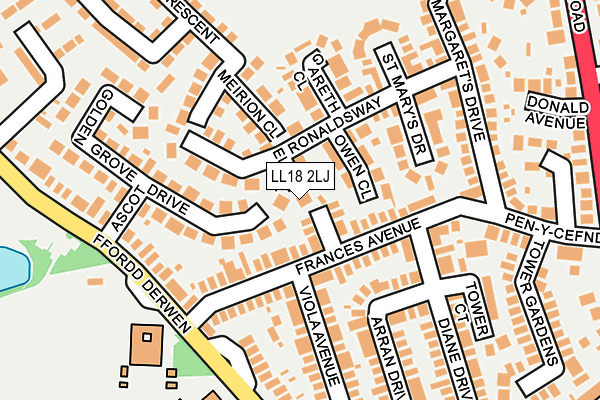 LL18 2LJ map - OS OpenMap – Local (Ordnance Survey)