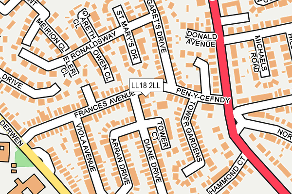 LL18 2LL map - OS OpenMap – Local (Ordnance Survey)
