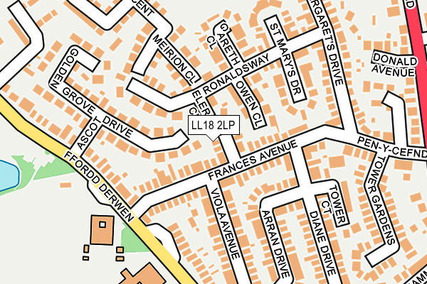 LL18 2LP map - OS OpenMap – Local (Ordnance Survey)