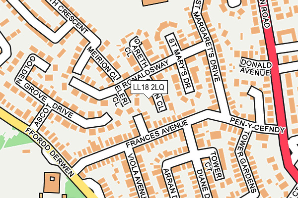 LL18 2LQ map - OS OpenMap – Local (Ordnance Survey)