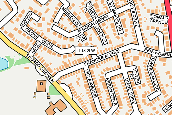 LL18 2LW map - OS OpenMap – Local (Ordnance Survey)