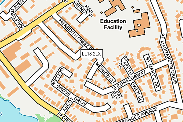 LL18 2LX map - OS OpenMap – Local (Ordnance Survey)