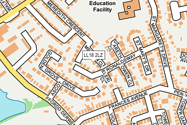 LL18 2LZ map - OS OpenMap – Local (Ordnance Survey)