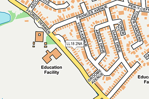 LL18 2NA map - OS OpenMap – Local (Ordnance Survey)