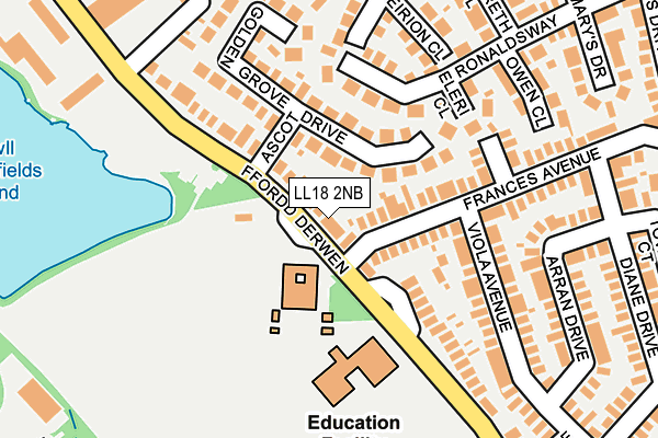 LL18 2NB map - OS OpenMap – Local (Ordnance Survey)
