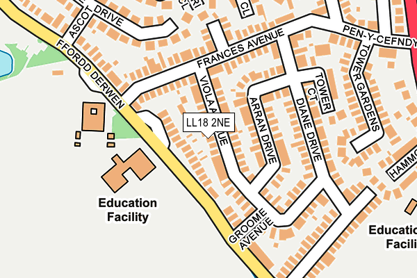 LL18 2NE map - OS OpenMap – Local (Ordnance Survey)