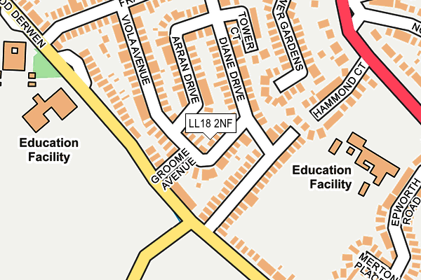 LL18 2NF map - OS OpenMap – Local (Ordnance Survey)