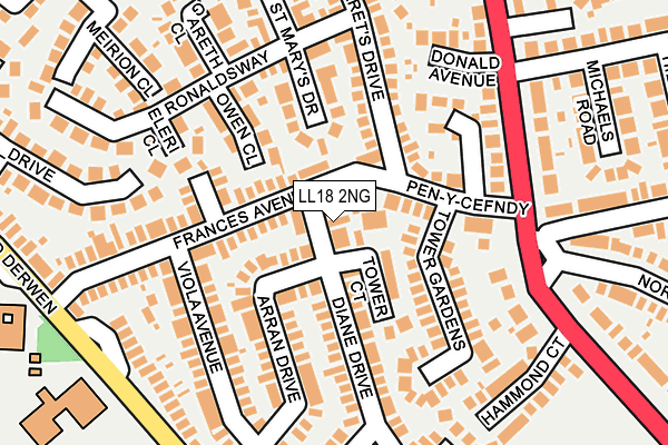 LL18 2NG map - OS OpenMap – Local (Ordnance Survey)