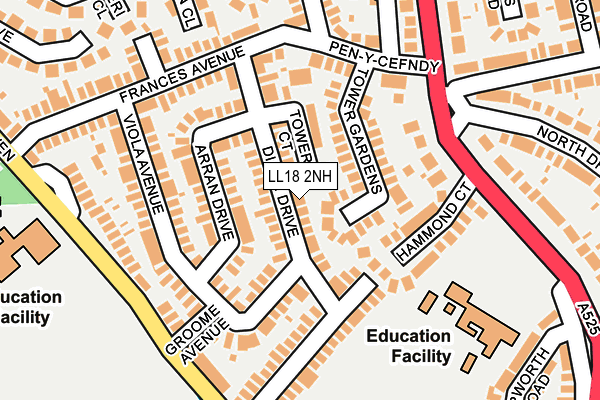 LL18 2NH map - OS OpenMap – Local (Ordnance Survey)