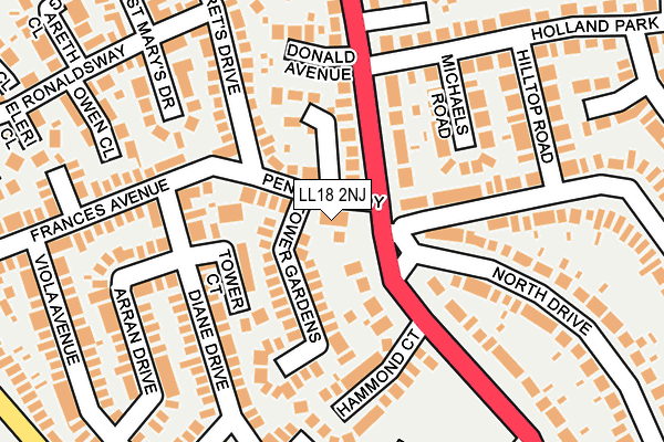 LL18 2NJ map - OS OpenMap – Local (Ordnance Survey)