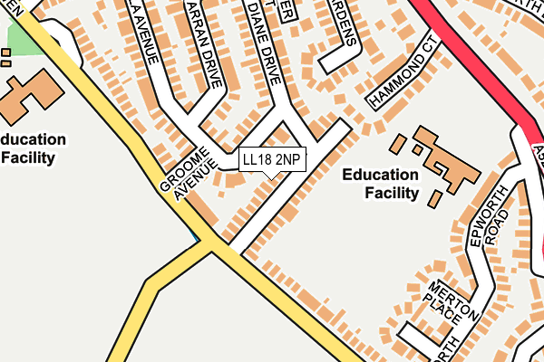 LL18 2NP map - OS OpenMap – Local (Ordnance Survey)