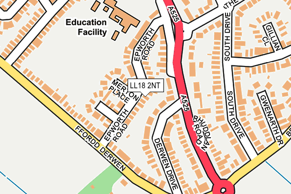 LL18 2NT map - OS OpenMap – Local (Ordnance Survey)