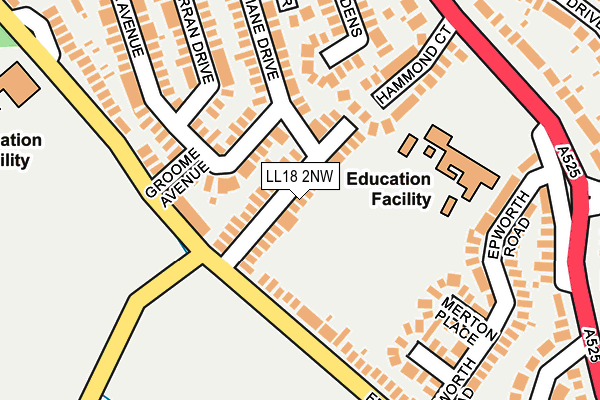 LL18 2NW map - OS OpenMap – Local (Ordnance Survey)