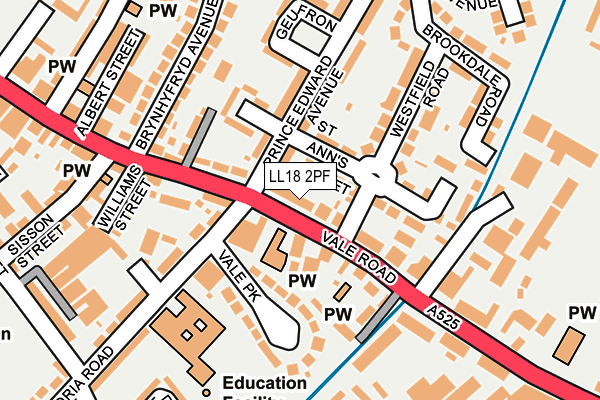 LL18 2PF map - OS OpenMap – Local (Ordnance Survey)