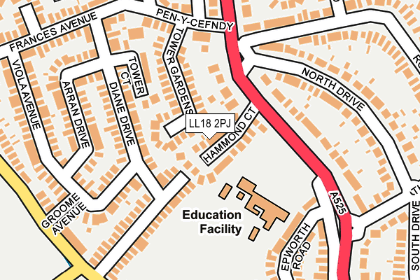 LL18 2PJ map - OS OpenMap – Local (Ordnance Survey)