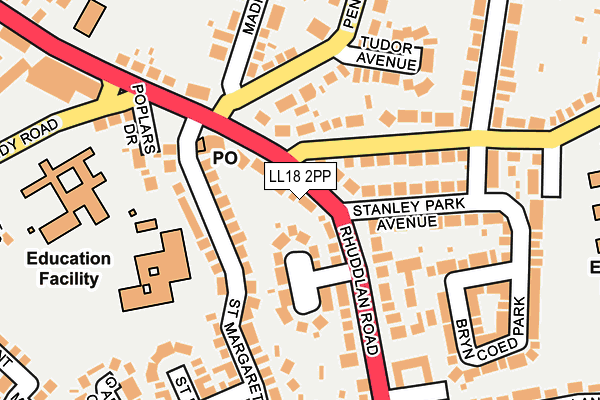 LL18 2PP map - OS OpenMap – Local (Ordnance Survey)