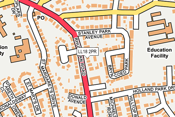LL18 2PR map - OS OpenMap – Local (Ordnance Survey)