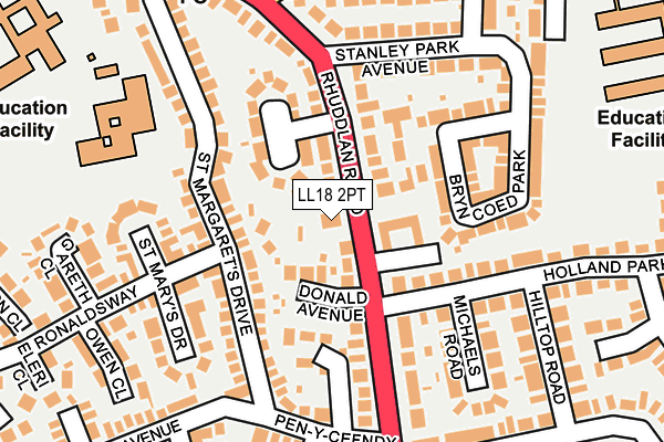 LL18 2PT map - OS OpenMap – Local (Ordnance Survey)