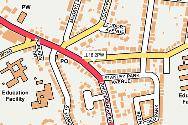 LL18 2PW map - OS OpenMap – Local (Ordnance Survey)