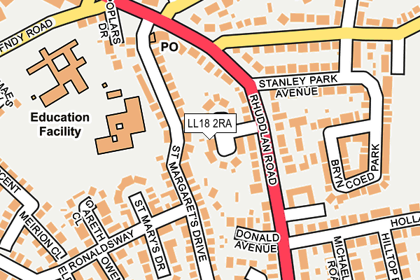 LL18 2RA map - OS OpenMap – Local (Ordnance Survey)