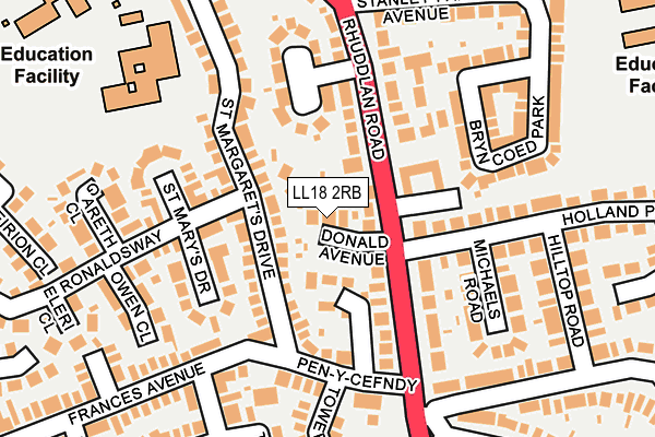 LL18 2RB map - OS OpenMap – Local (Ordnance Survey)
