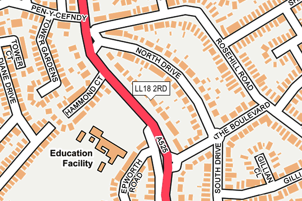 LL18 2RD map - OS OpenMap – Local (Ordnance Survey)