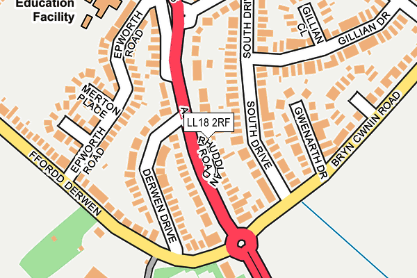 LL18 2RF map - OS OpenMap – Local (Ordnance Survey)