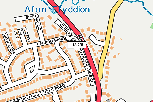 LL18 2RU map - OS OpenMap – Local (Ordnance Survey)