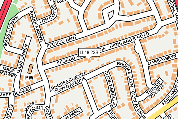 LL18 2SB map - OS OpenMap – Local (Ordnance Survey)