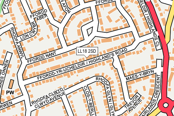 LL18 2SD map - OS OpenMap – Local (Ordnance Survey)
