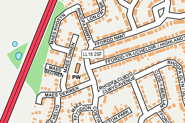 LL18 2SF map - OS OpenMap – Local (Ordnance Survey)